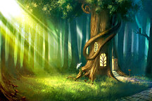detský obraz na stenu v čarovnom lese